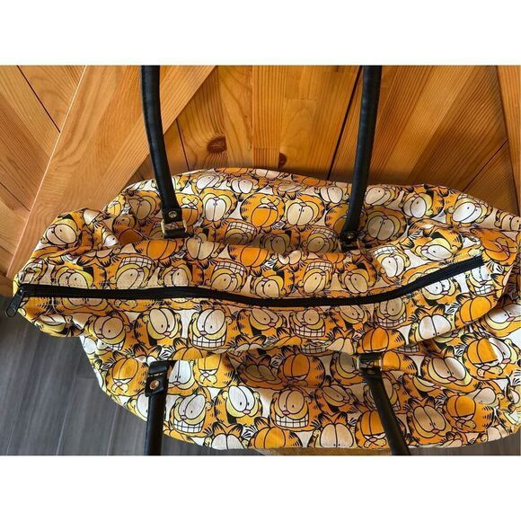 Garfield Faces Shoulder Strap Vintage Tote Bag Zipper Duffel Purse - Picture 10 of 12